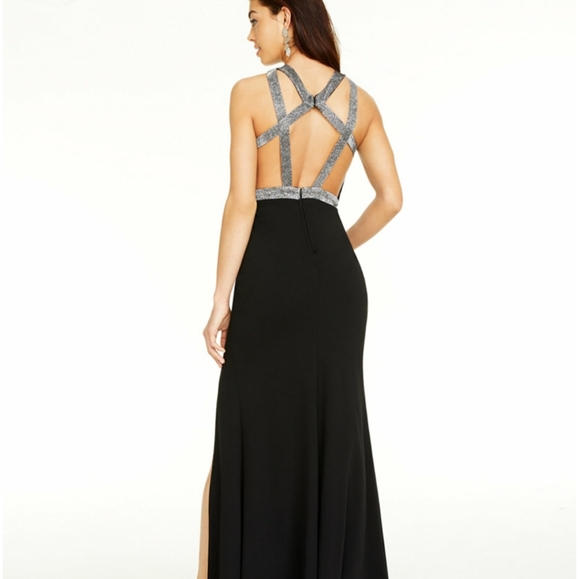 City Studios Juniors' Strappy Glitter-Trim Gown - Picture 2 of 4
